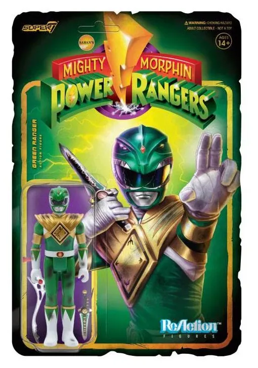 MIGHTY MORPHIN POWER RANGERS REACTION ACTION FIGURE GREEN RANGER (BATTLE DAMAGED) 10 CM