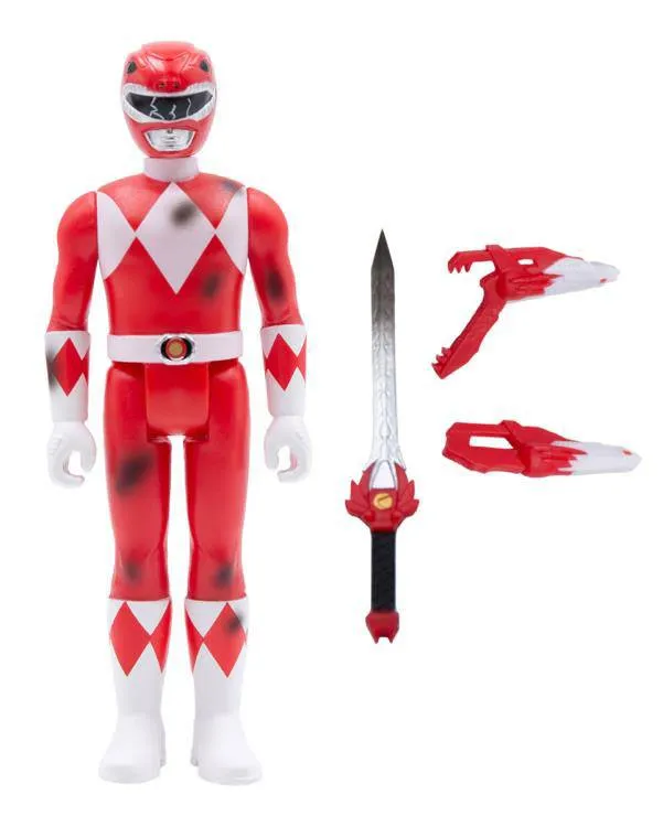 MIGHTY MORPHIN POWER RANGERS REACTION ACTION FIGURE RED RANGER (BATTLE DAMAGED) 10 CM