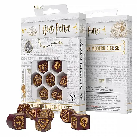 HARRY POTTER DICE SET GRYFFINDOR MODERN DICE SET - RED (7)