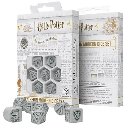 HARRY POTTER DICE SET SLYTHERIN MODERN DICE SET - WHITE (7)