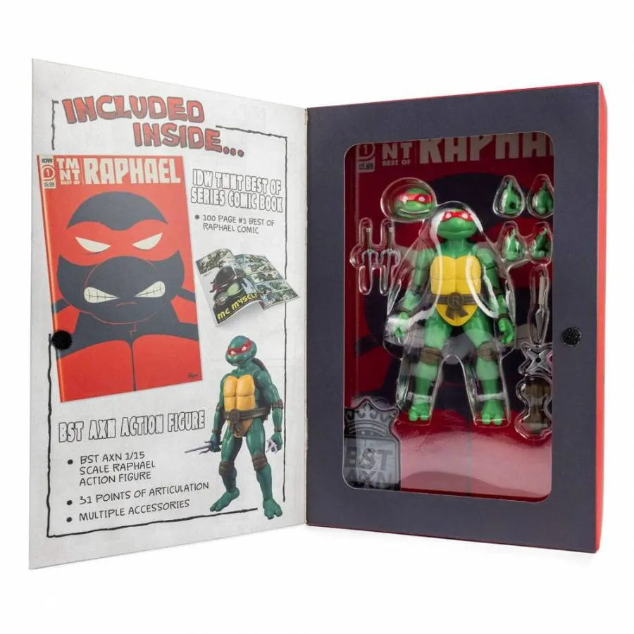 TEENAGE MUTANT NINJA TURTLES BST AXN X IDW ACTION FIGURE & COMIC BOOK RAPHAEL EXCLUSIVE 13 CM