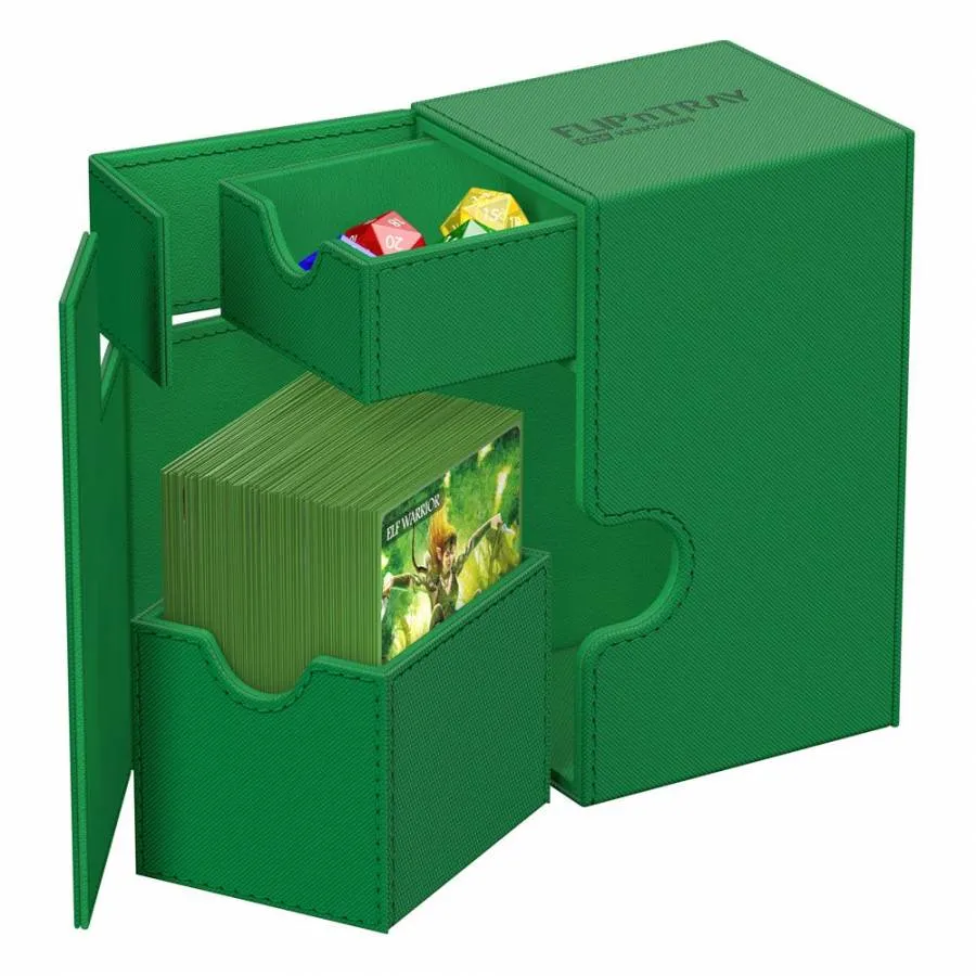 ULTIMATE GUARD FLIP N TRAY DECK CASE 80+ STANDARD SIZE XENOSKIN MONOCOLOR GREEN