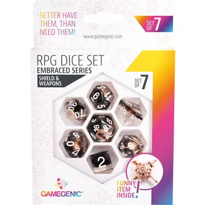 GAMEGENIC - EMBRACED SERIES - SHIELD & WEAPONS - RPG DICE SET (7PCS)