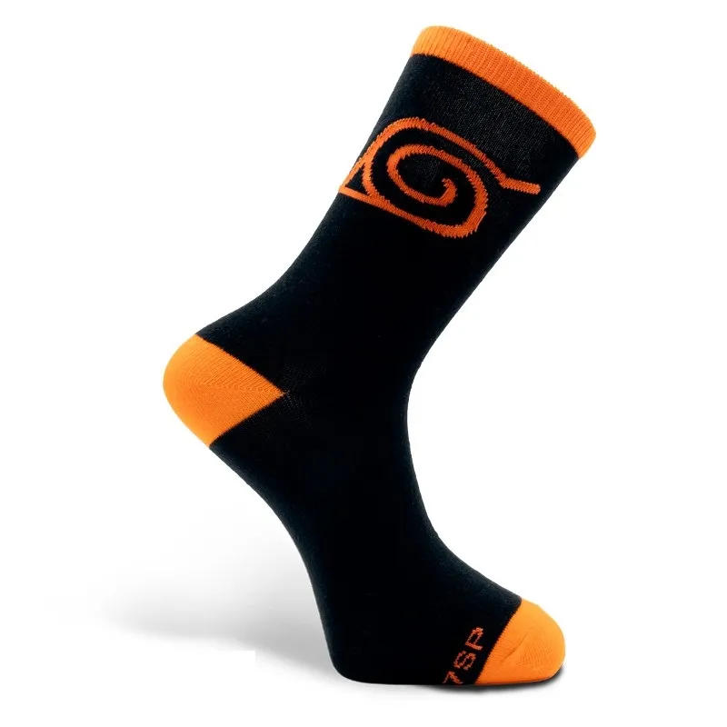NARUTO SHIPPUDEN - SOCKS - BLACK & ORANGE - KONOHA