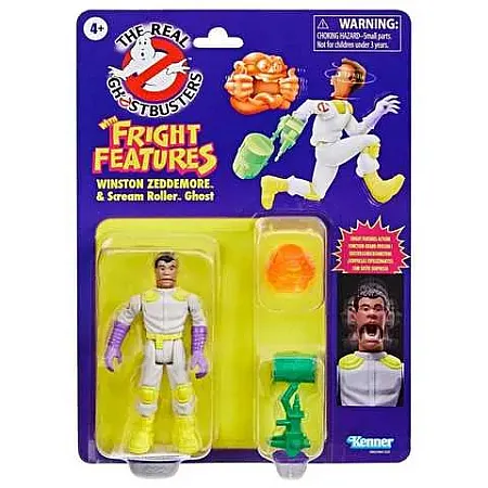 THE REAL GHOSTBUSTERS KENNER CLASSICS ACTION FIGURE WINSTON ZEDDEMORE & SCREAM ROLLER GHOST