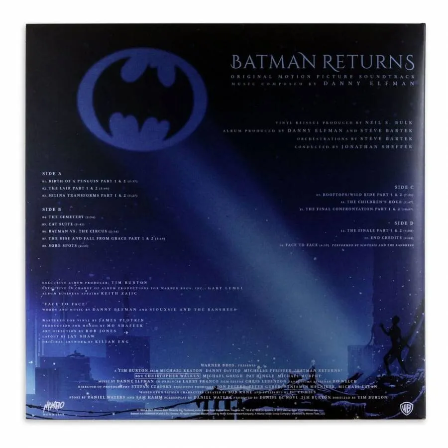 DC COMICS ORIGINAL MOTION PICTURE SOUNDTRACK BY DANNY ELFMAN BATMAN RETURNS VINYL 2XLP