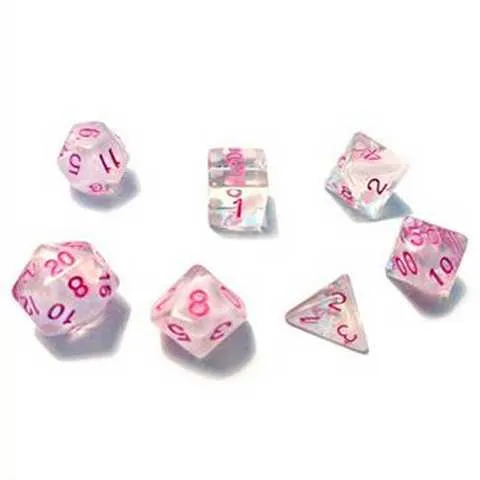 SIRIUS DICE - 7 DICE SET - WHITE CLOUD + PINK INK