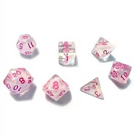 SIRIUS DICE - 7 DICE SET - WHITE CLOUD + PINK INK