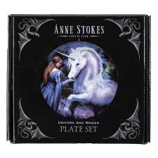 ANNE STOKES PLATES 4-PACK UNICORN AND MAIDEN
