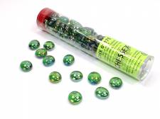 CHESSEX GAMING GLASS STONES IN TUBE - IRIDIZED CRYSTAL GREEN (40)