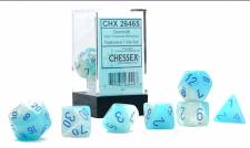 GEMINI POLYHEDRAL PEARL TURQUOISE-WHITE/BLUE LUMINARY 7-DIE SET
