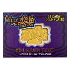 WILLY WONKA & THE CHOCOLATE FACTORY REPLICA MINI GOLDEN TICKET (GOLD PLATED)